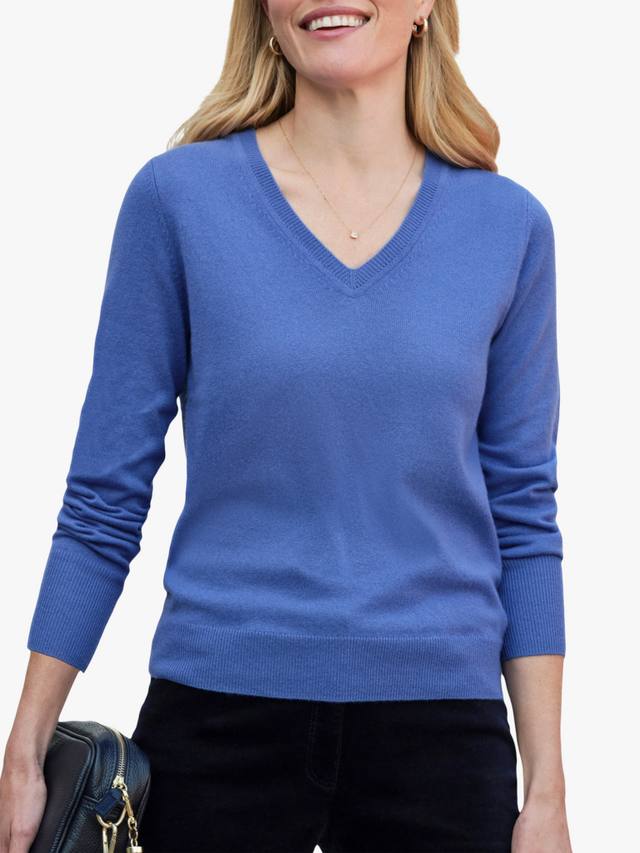 

Вязаный джемпер из кашемира с V-образным вырезом Pure Collection, Mineral Blue