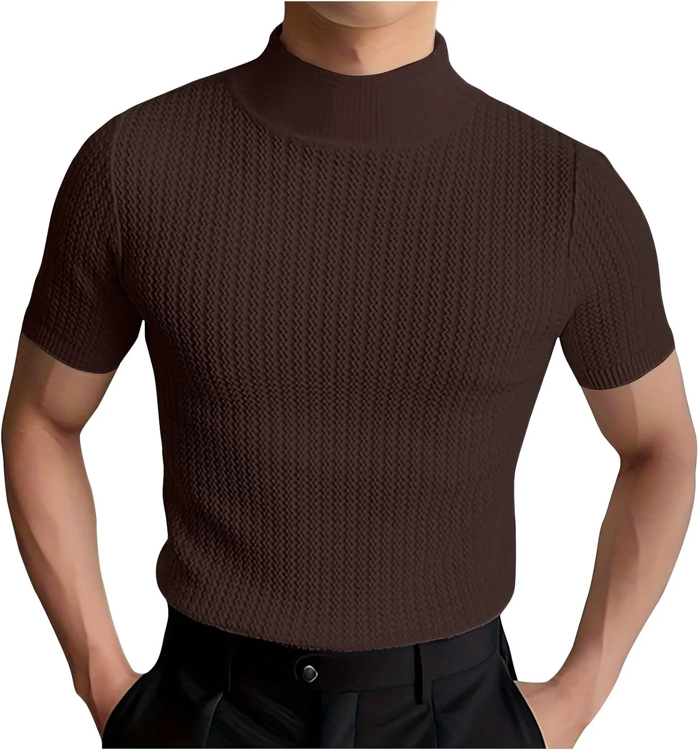 

Мужская футболка с воротником-стойкой, текстурированная, летняя