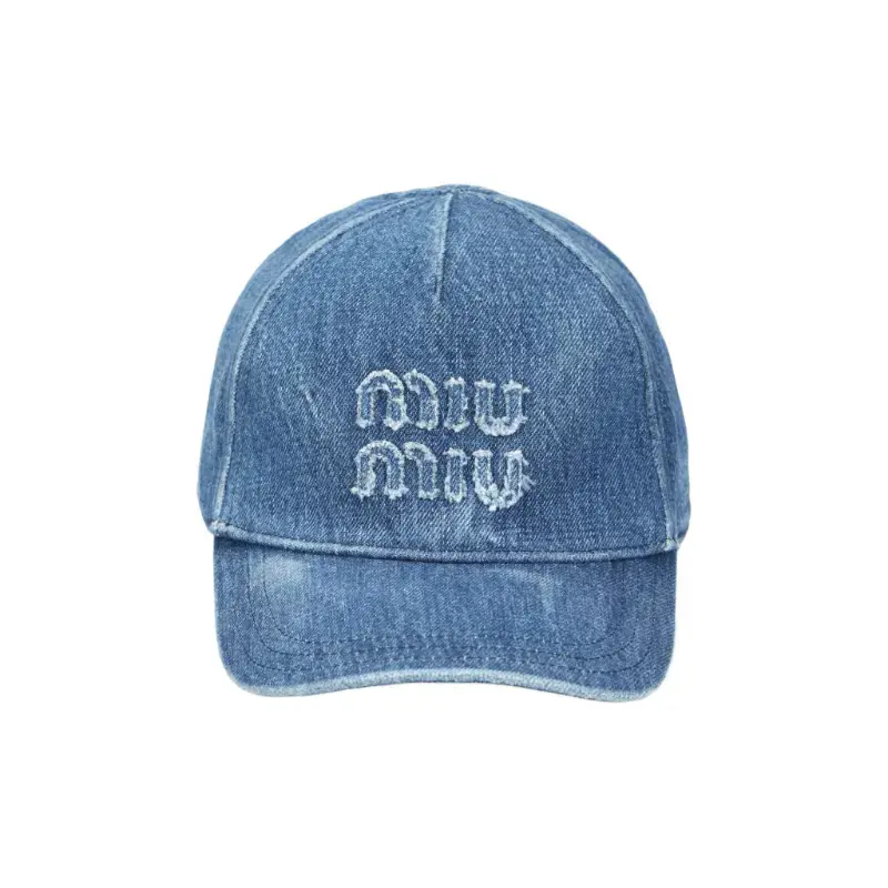 

MIU MIU Джинсовая кепка с вышитым логотипом, Blue