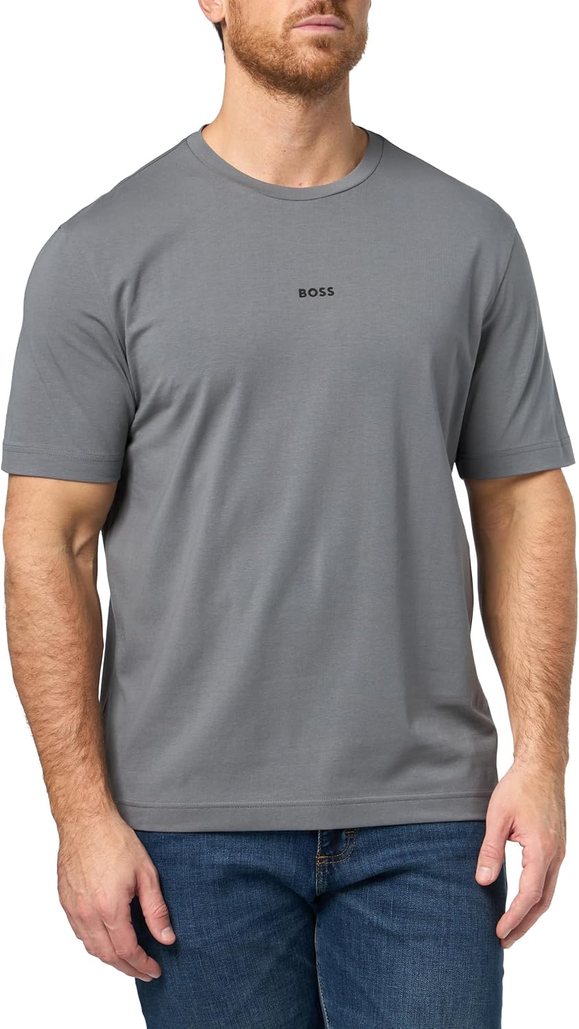 

Мужская хлопковая футболка BOSS с логотипом на груди, стандартного кроя, Frozen Clay