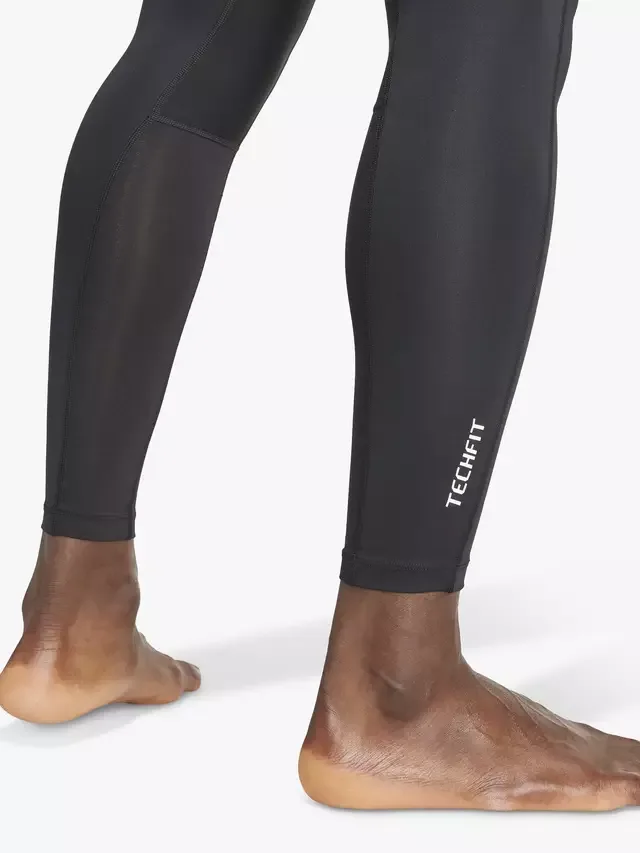 Мужские тренировочные длинные обтягивающие брюки AEROREADY Techfit, черные adidas — фото 4