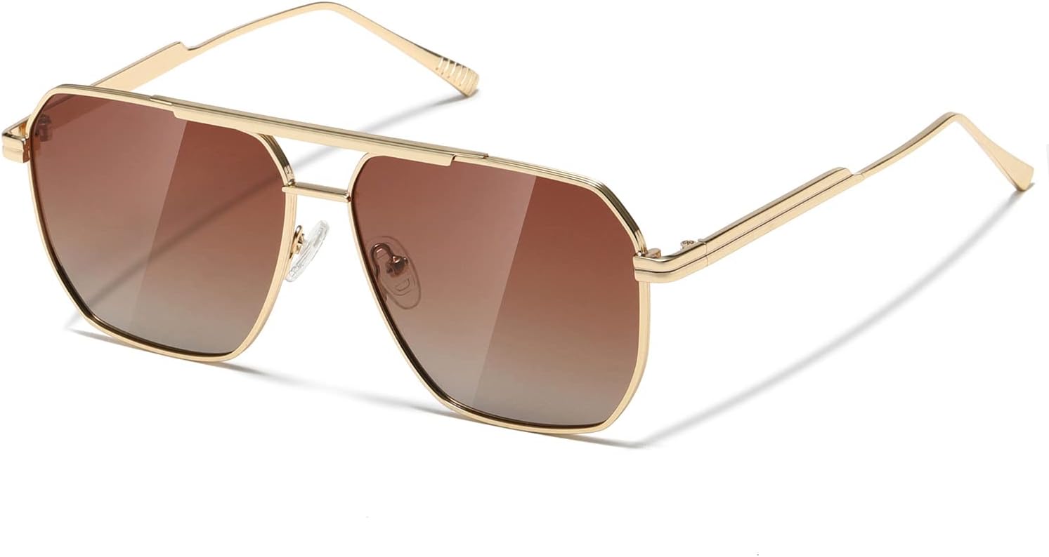 

Солнцезащитные очки MASDUN Retro Oversized Square Polarized для женщин и мужчин, винтажные, с защитой от УФ-излучения UV400, классические металлические, Gold Frame Gradient Tea