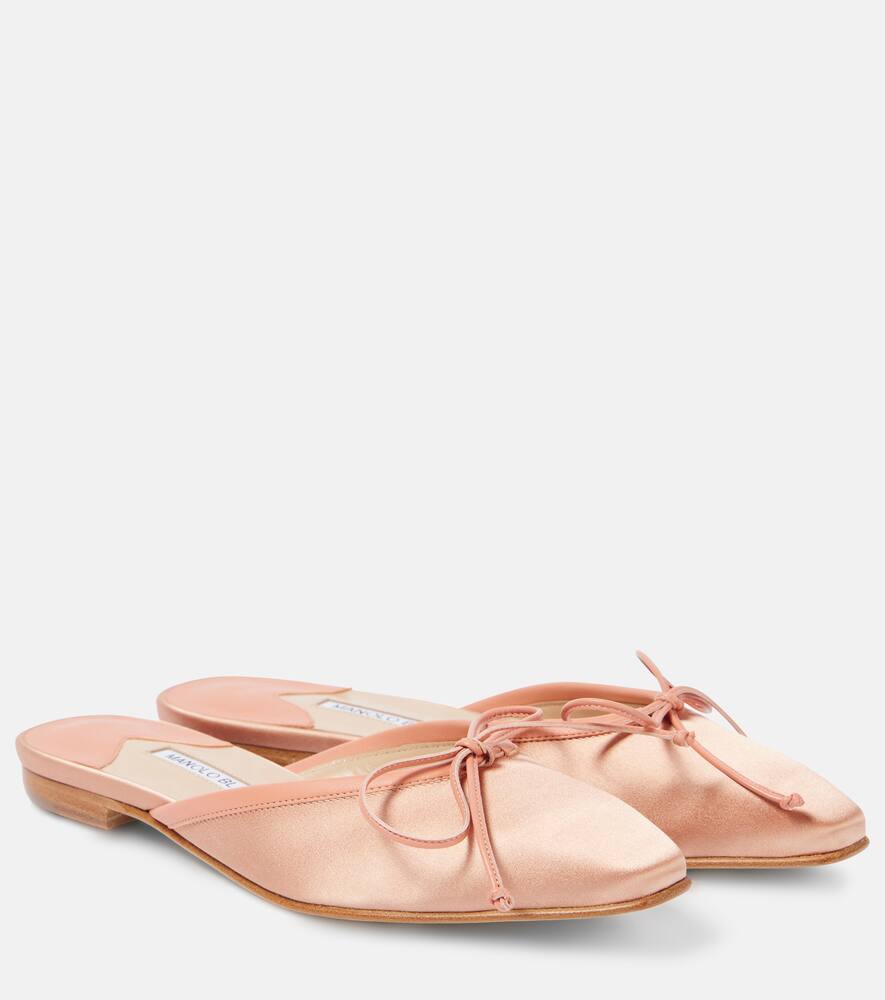 Баллериму мюли из сатина с кожаной отделкой Manolo Blahnik, 8802 Lcor
