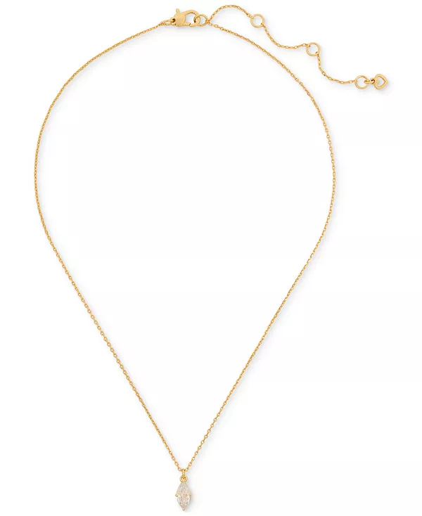 

Фирменное ожерелье с подвеской-солитером, 16 дюймов + удлинитель 3 дюйма Kate Spade New York, clear/gold