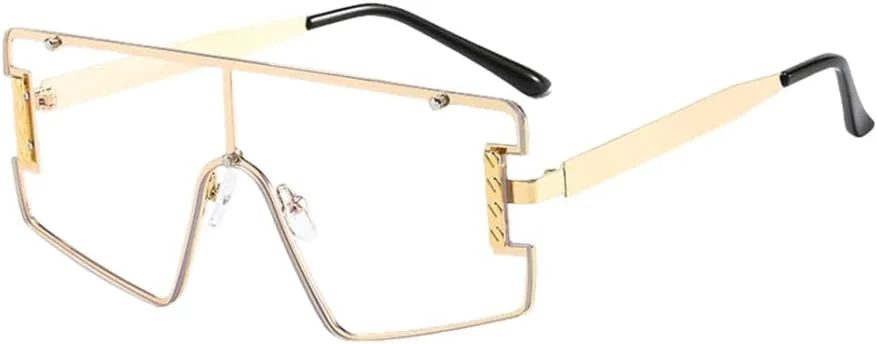 

MUTYNE Квадратные солнцезащитные очки большого размера класса люкс, модные, для мужчин и женщин, защита от УФ-излучения UV400, винтажные очки, C9gold-clear