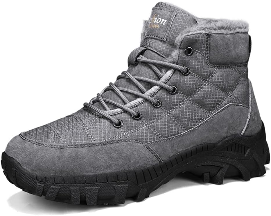 

Мужские зимние ботинки Asifn с меховой подкладкой, теплые, модные, удобные, повседневные, водонепроницаемые походные ботинки, легкие, на шнуровке, серый