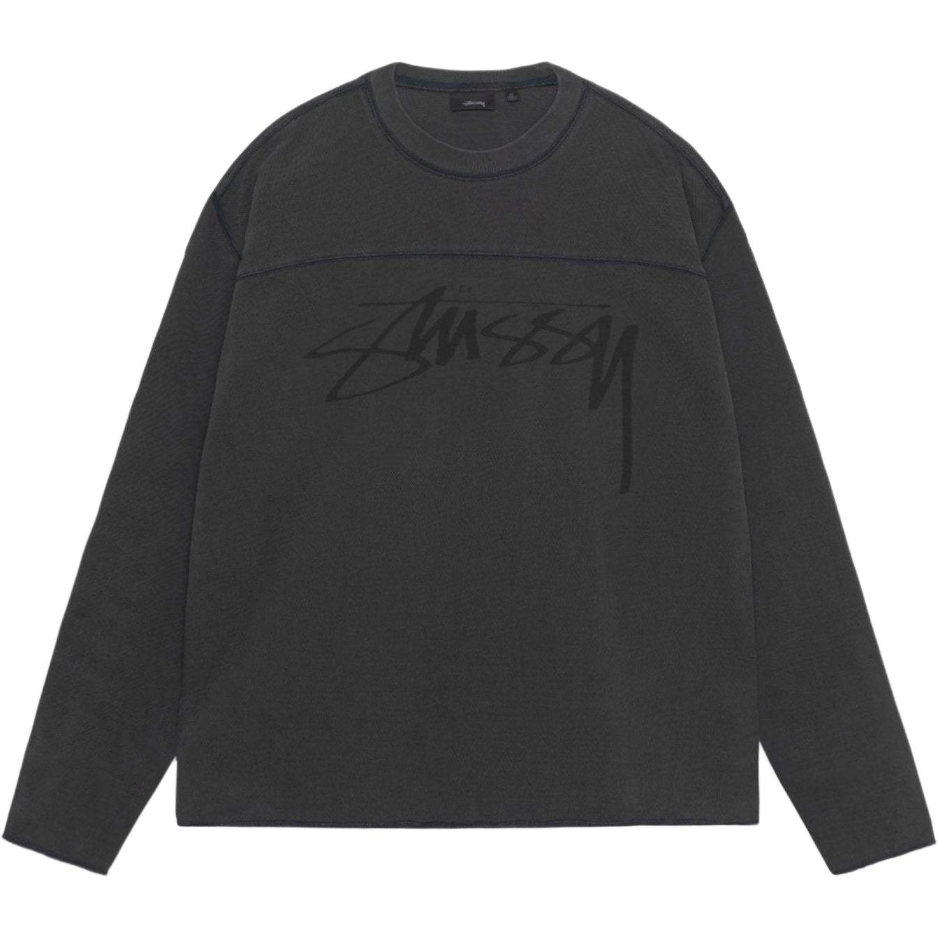 

Хлопковая футбольная толстовка с пигментной окраской Stussy, черный