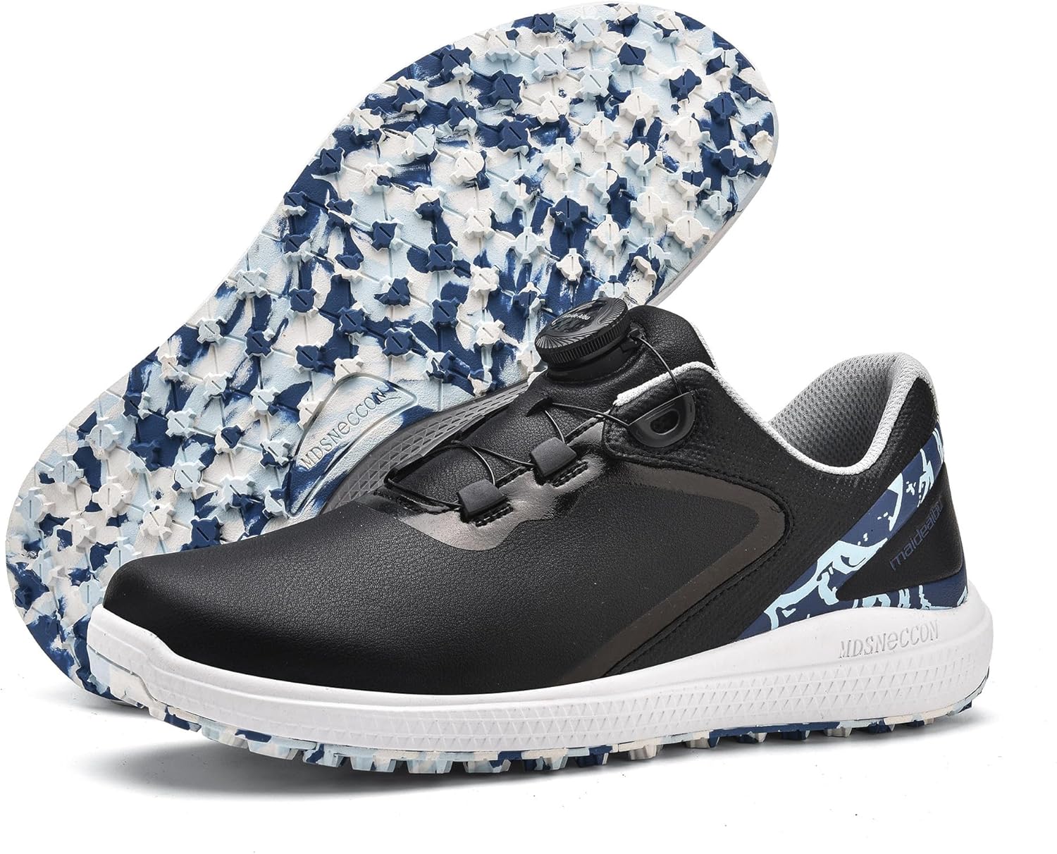 

Женские гольф-туфли, водонепроницаемые гольф-туфли с шипами, амортизирующие кроссовки на шнуровке с резиновой подошвой, идеальны для активного отдыха и игр с мячом, спортивная обувь, Быстрая шнуровка, Резиновая подошва Mdsneccon, черный
