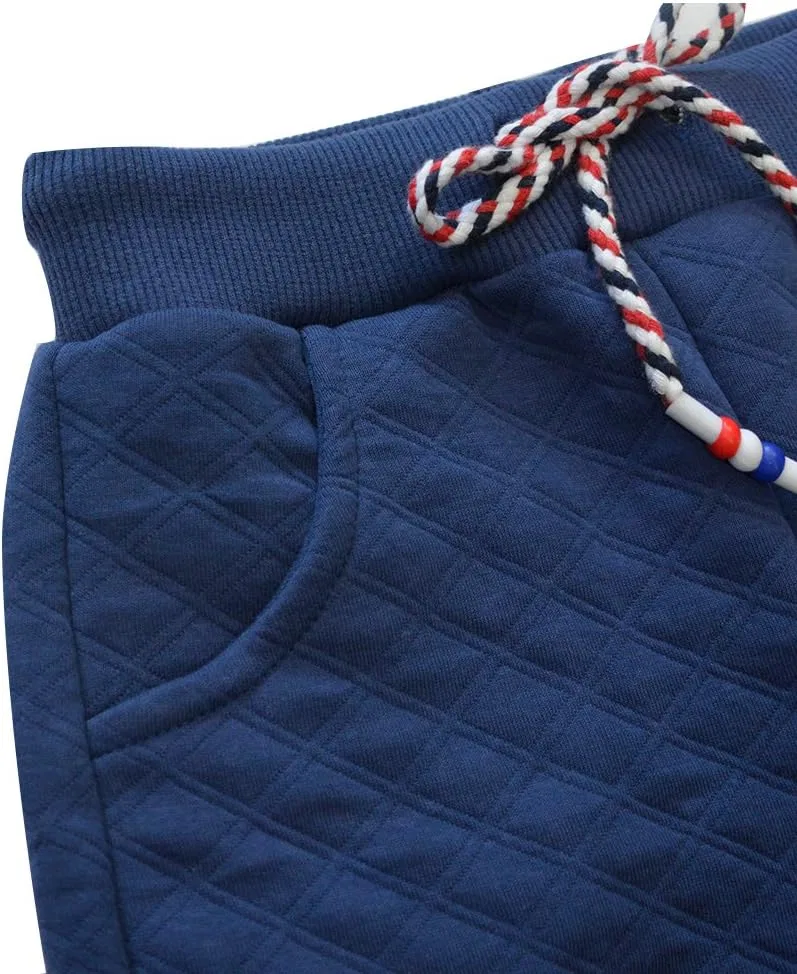Спортивные длинные брюки KISBINI из хлопка для мальчиков, Navy — фото 4