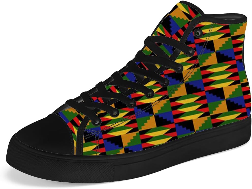 

Кеды Chebing Kente на высокой подошве из ткани для мужчин и женщин, африканские высокие кеды, шнуровка, повседневная обувь, подарок для папы и мамы, зеленый/коричневый