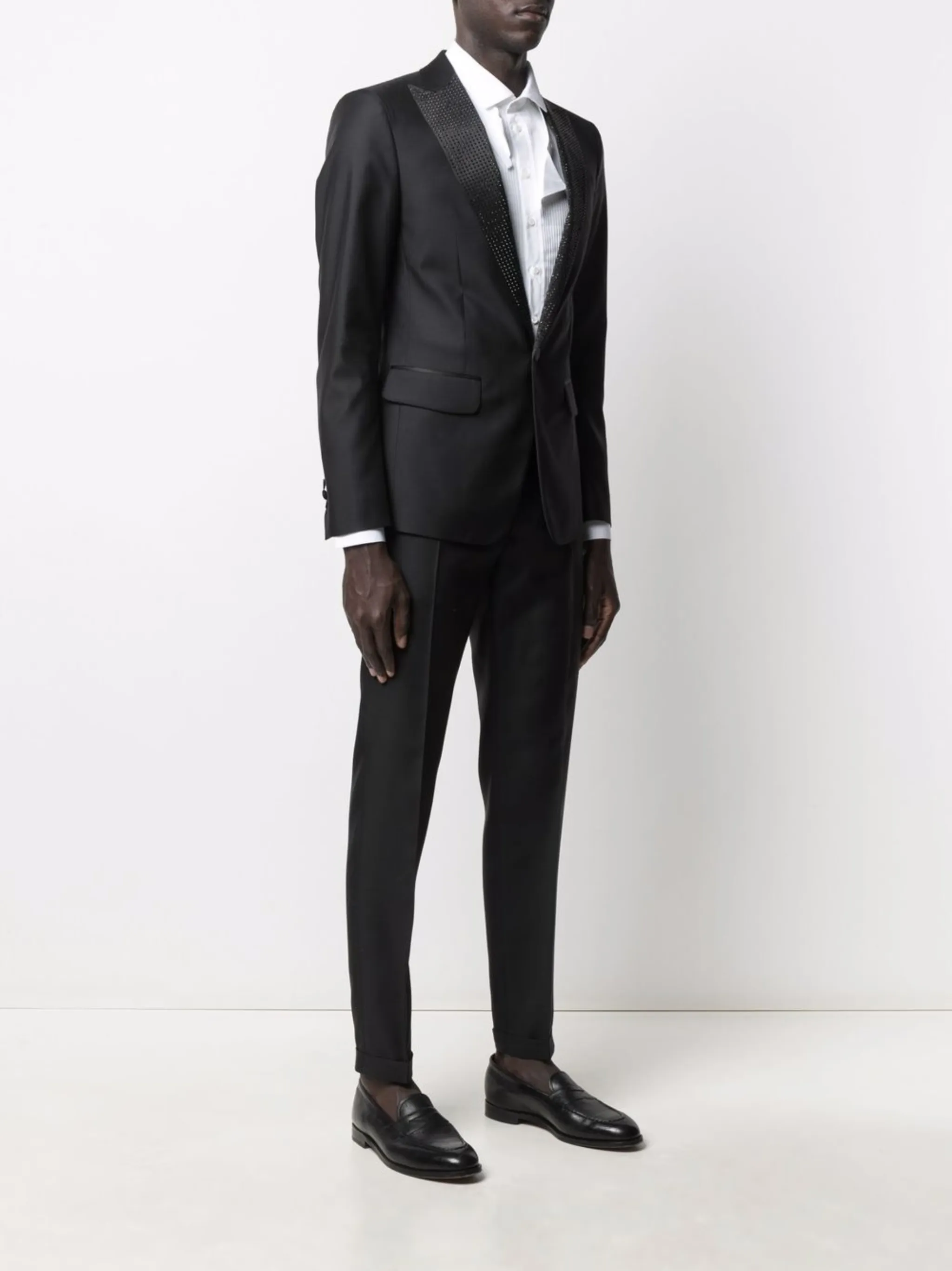 Костюм с однобортным пиджаком и кристаллами Dsquared2, черный — фото 3