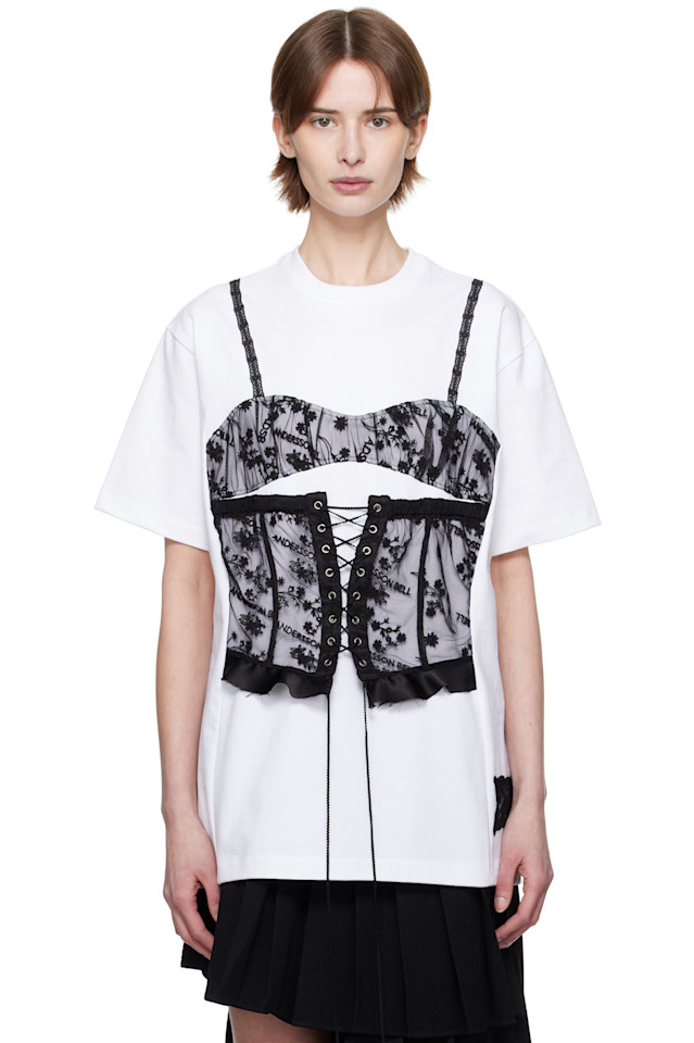 

Кружевной корсет оверсайз футболка Andersson Bell, белый