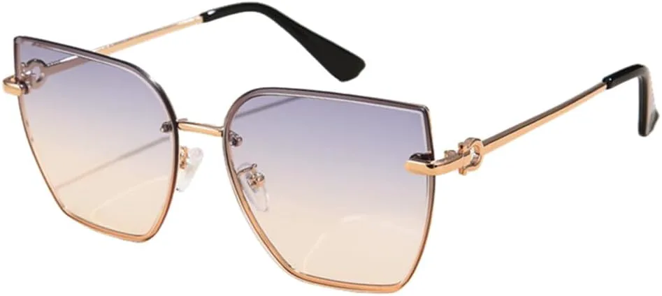 

Солнцезащитные очки в стиле ретро 2027 для женщин, модные безободковые солнцезащитные очки с градиентными линзами, женские безрамочные очки MTZJH, Blue Brown