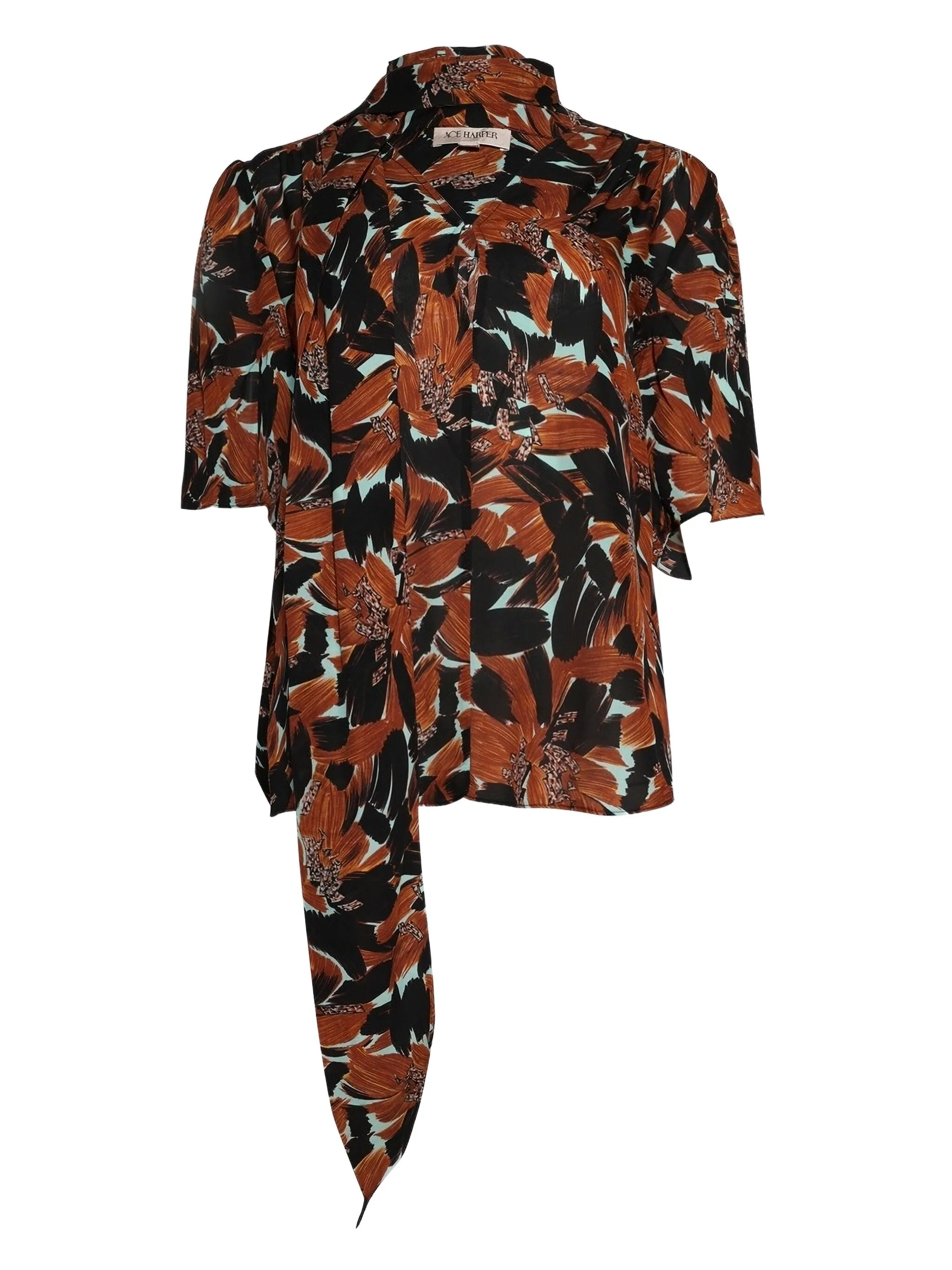 

Блузка с завязками и цветочным принтом Ace Harper, коричневый