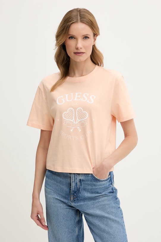 

Хлопковая футболка Guess, оранжевый