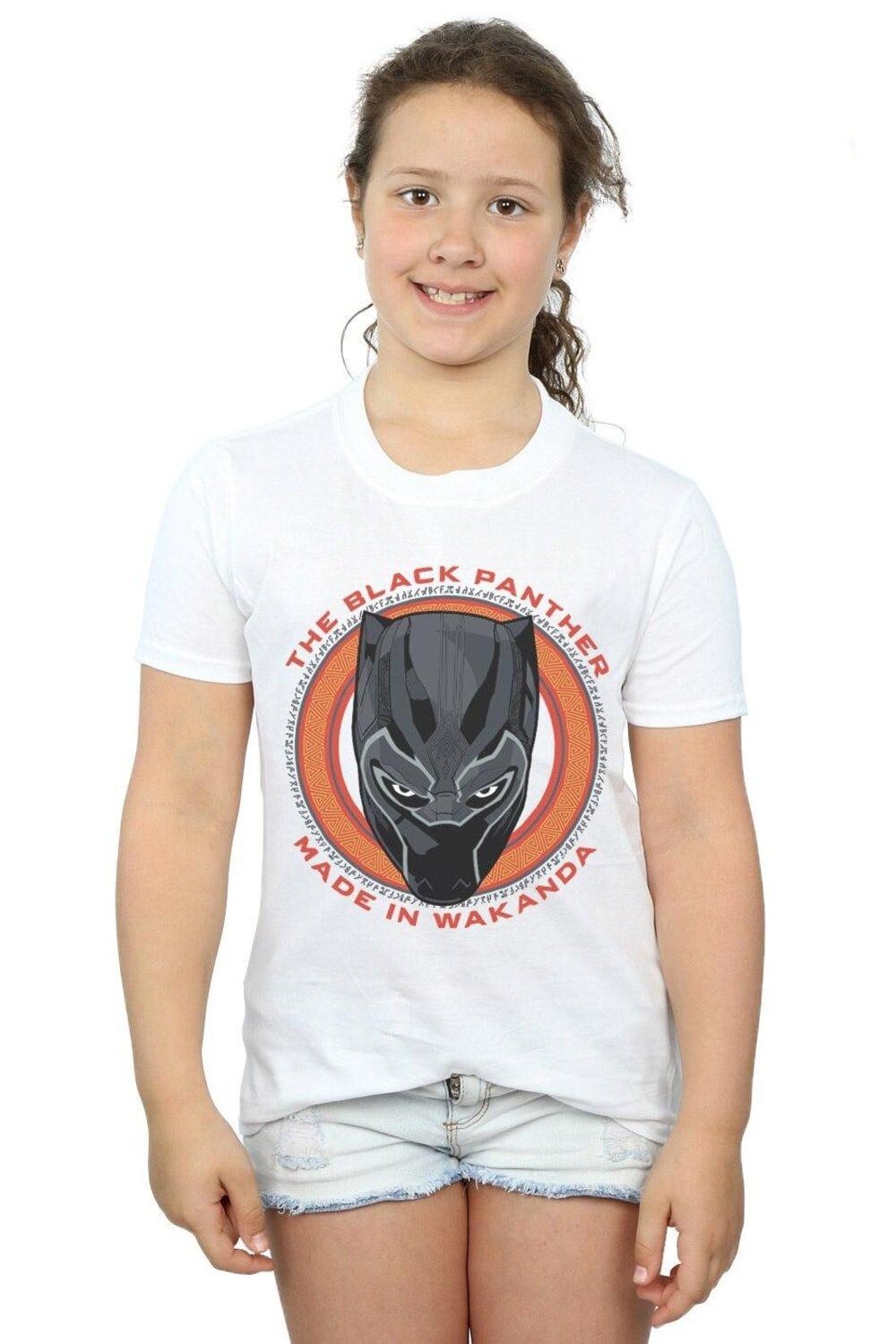 

Красная хлопковая футболка Black Panther Made in Wakanda Marvel, белый, Красный, Красная хлопковая футболка Black Panther Made in Wakanda Marvel, белый