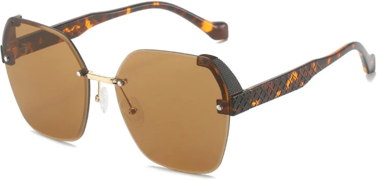 

Ретро-солнцезащитные очки без оправы из металла для женщин и мужчин, модные, роскошные, классические, для путешествий, уличной фотографии, с защитой от УФ-излучения UV400 (леопардовый коричневый) TKKTLLT, Leopard Brown