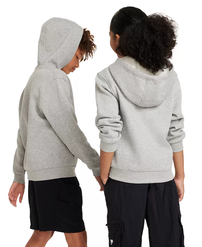 Большой детский спортивный худи Club Fleece с молнией Nike, серый — фото 3