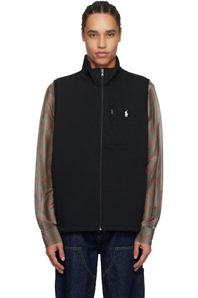 

Черный жилет с воротником-стойкой двойной вязки Polo Ralph Lauren