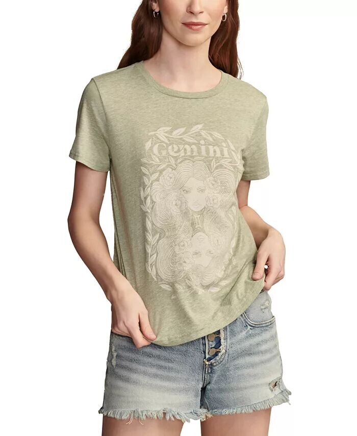 

Женская футболка с рисунком Celestial Gemini Lucky Brand, зеленый