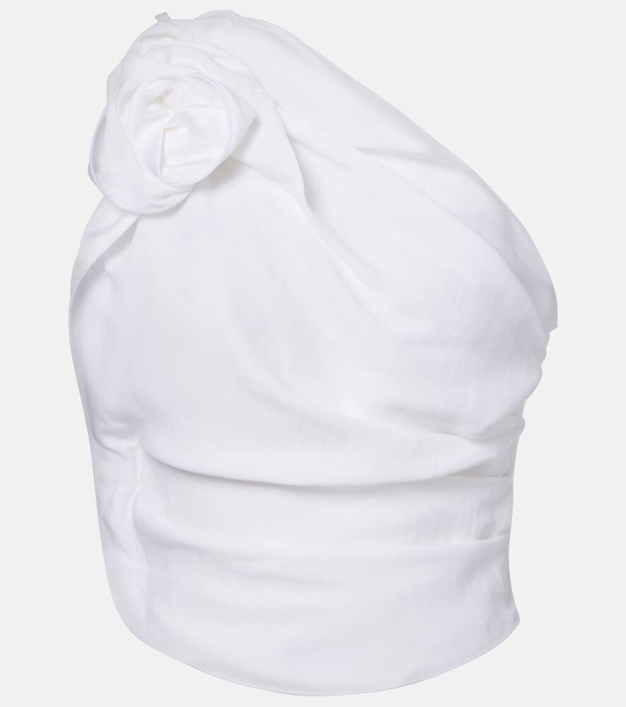 

Топ с одним плечом и цветочной аппликацией Magda Butrym, White