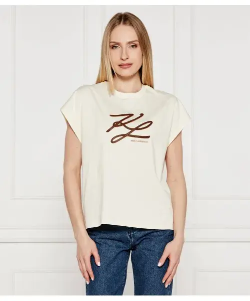 

Футболка с автографом Oversize fit Karl Lagerfeld, белый