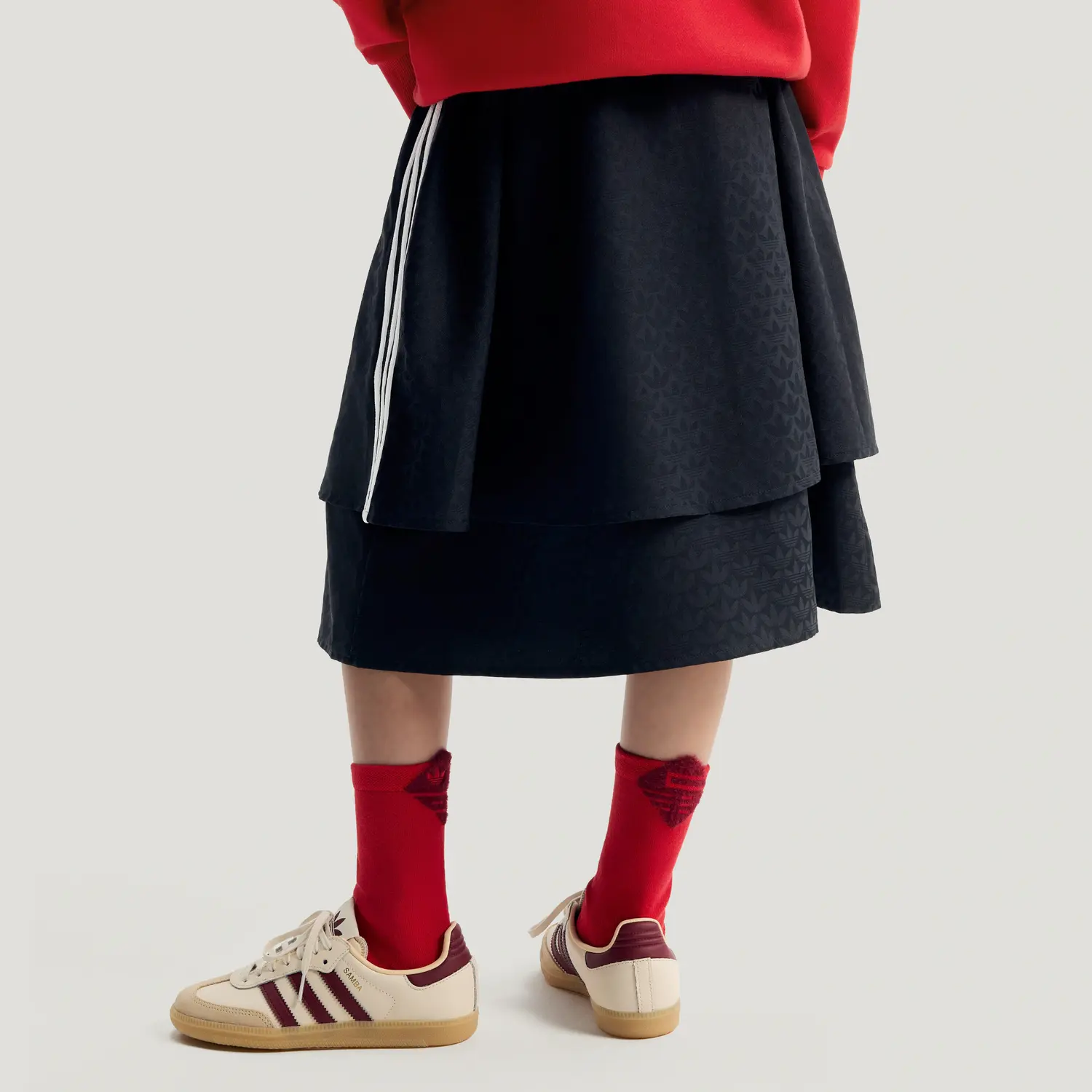 Детская юбка средней длины Adidas Originals, черный/белый — фото 4