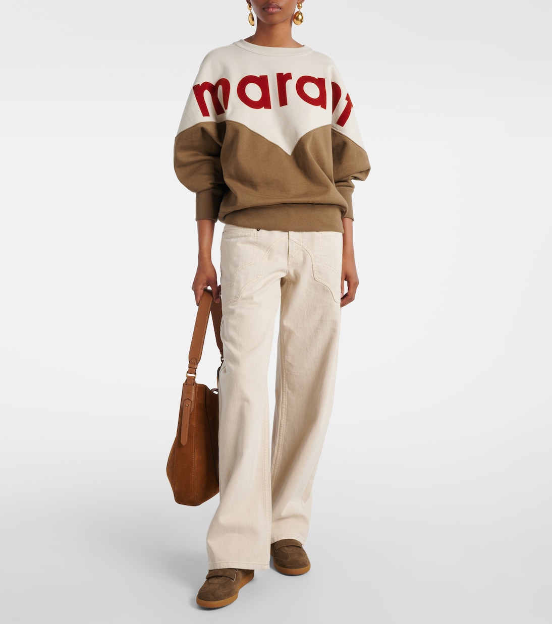 Бет замшевые кроссовки Isabel Marant, Khaki/Orange — фото 3