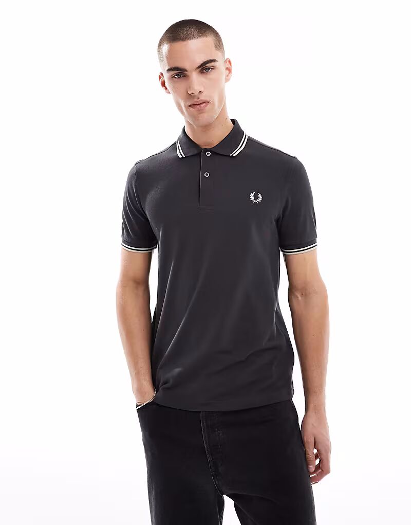 

Рубашка-поло Fred Perry с двойным кантом темно-серого цвета