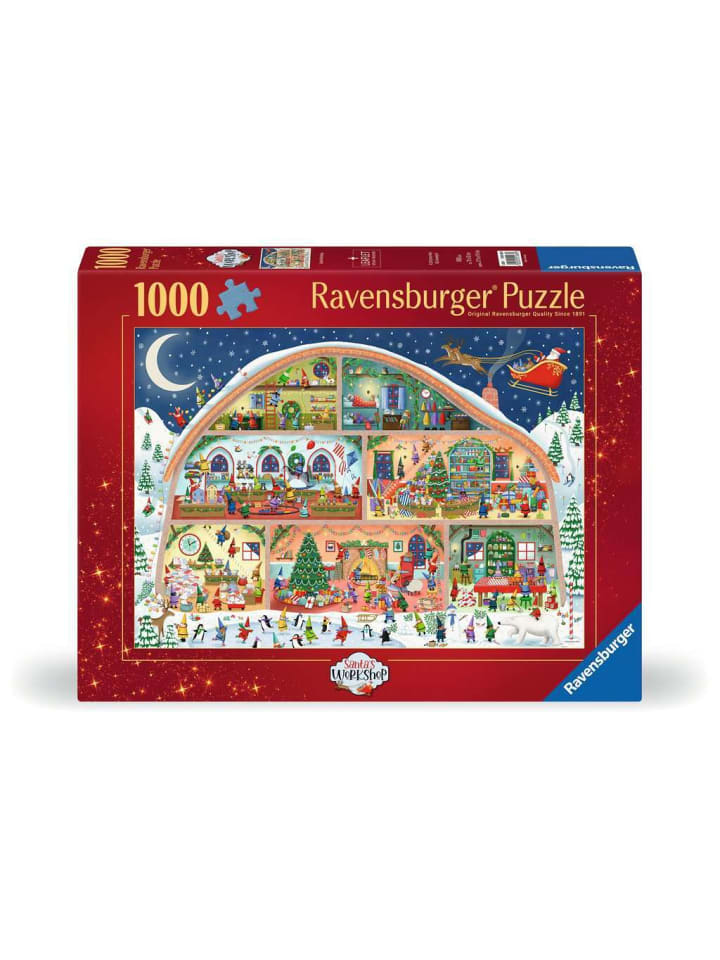 

Пазл Ravensburger, 1000 деталей, «Рождественская мастерская», цветной