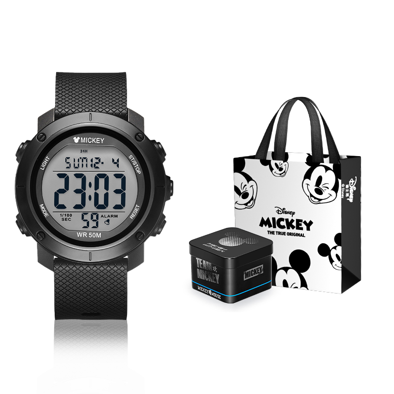 

Disney Часы Mickey Series Electronic Movement Men's Watch Black Dial, MK-15185B2[Chic Black Box]