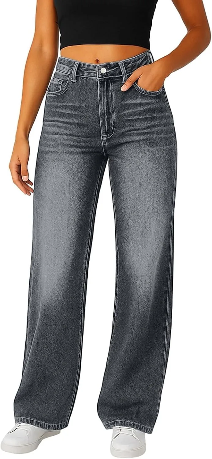 Прямые джинсы для женщин Casual Denim Pants Boyfriend High Waisted