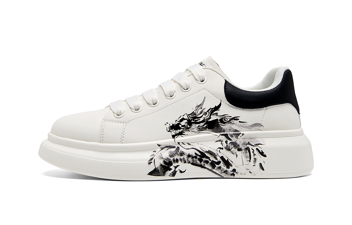

Низкие мужские кроссовки для скейтбординга Chinese Dragon Series HLA, White Black