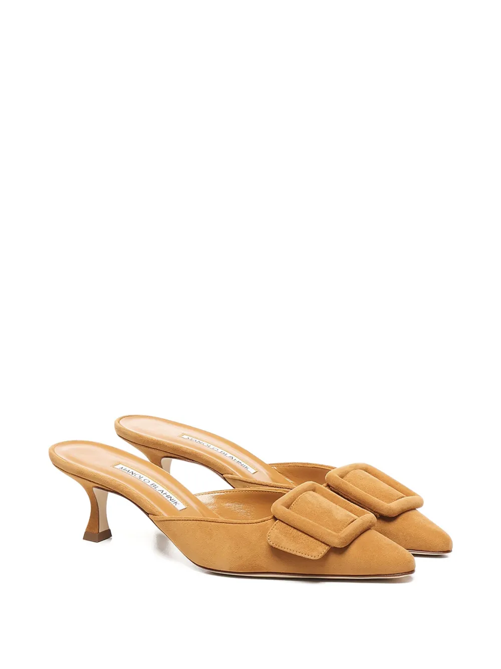 Замшевые мюли MAYSALE на каблуке-рюмочке 50 мм Manolo Blahnik, коричневый — фото 2