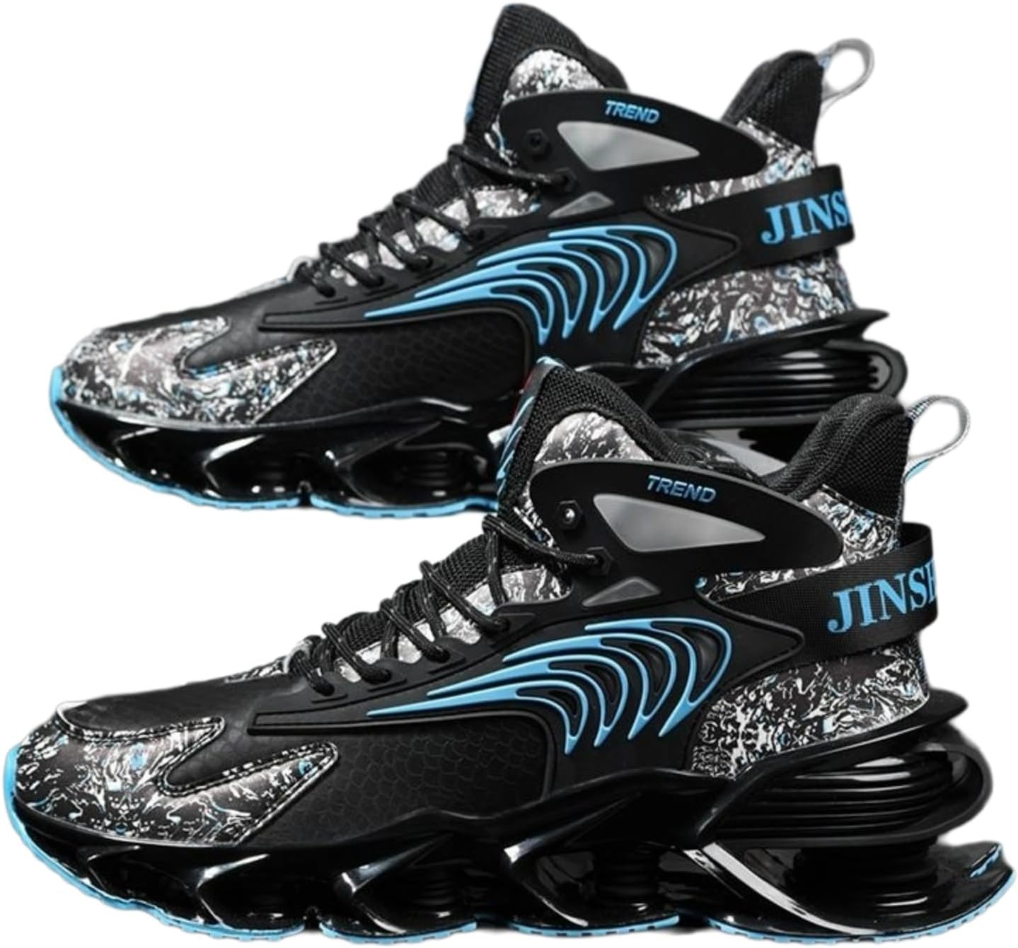 

MACEFIL Мужские и женские дышащие высокие кеды Модные ретро массивные платформенные баскетбольные спортивные кроссовки Легкие беговые кроссовки, черный