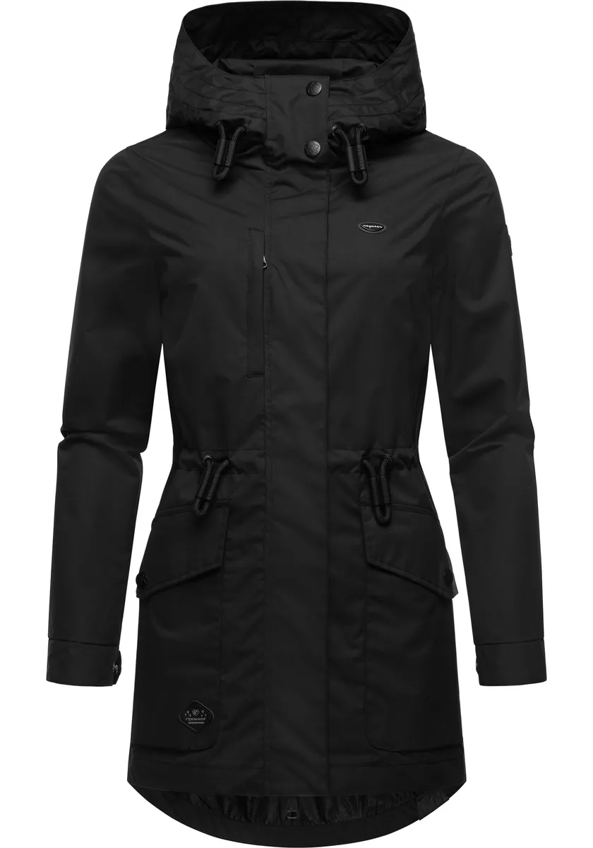 

Парка Ragwear "Алиса", с капюшоном, стильная женская переходная куртка с кулиской на талии, черный