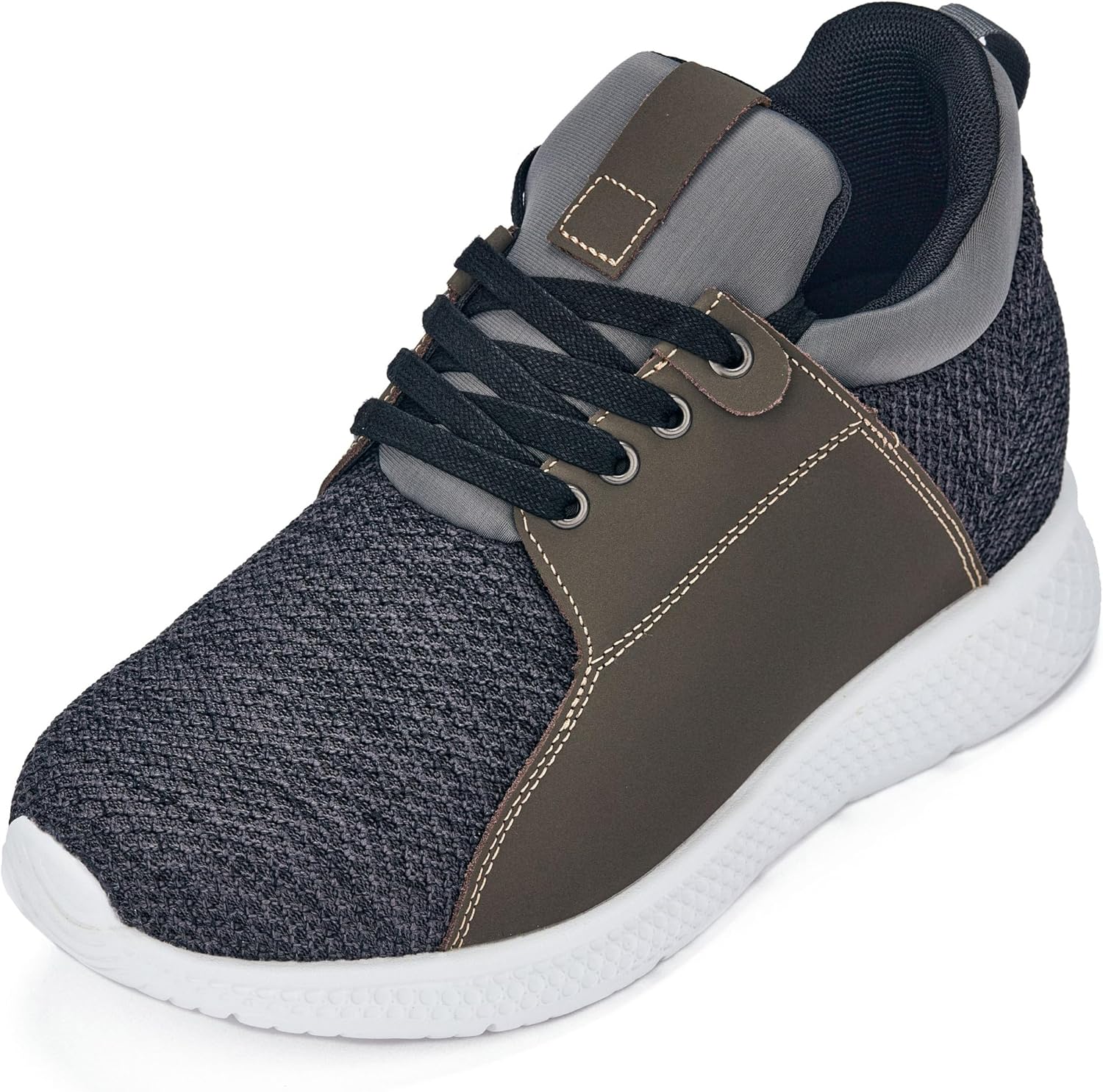 

Мужские невидимые кроссовки-лифтеры CALTO - серые вязаные шнуровки, легкие модные кроссовки - увеличивают рост на 8 см - H71923 - размер 9 D(M) US