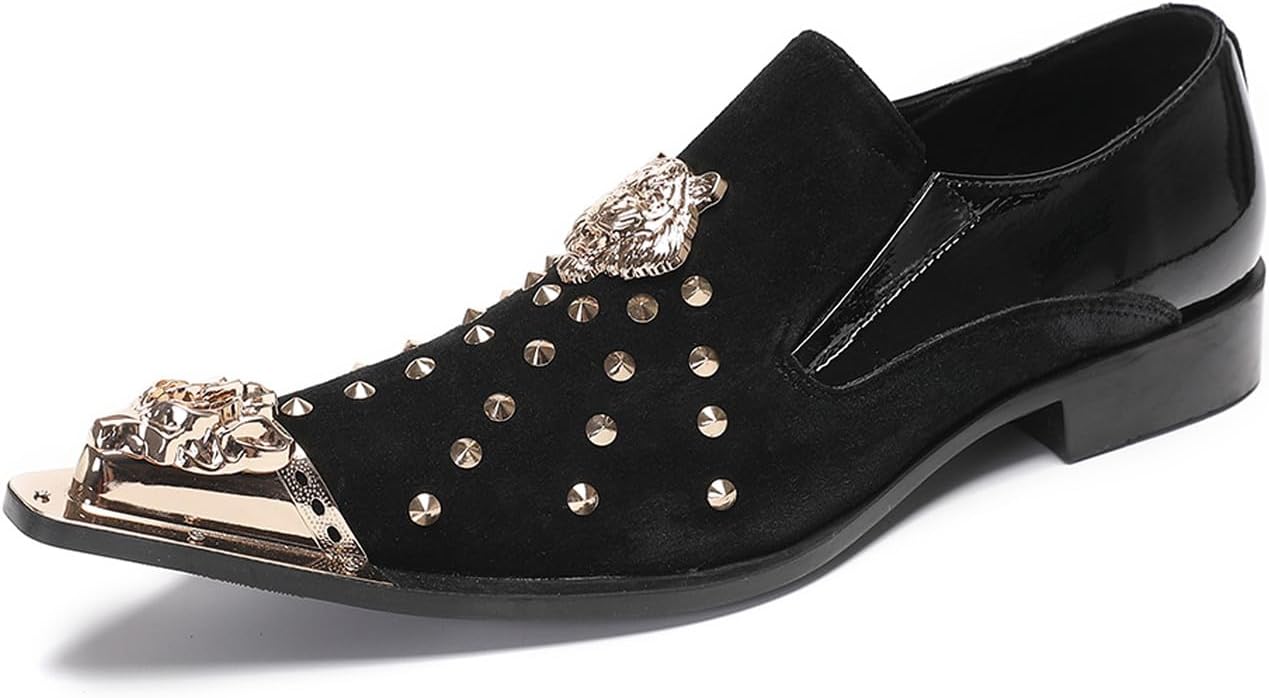 

Мужские черные слипоны Santimon - замшевые кожаные повседневные мокасины с декоративными золотыми бусинами и металлическим заостренным носком, для вечеринок, баров и дискотек