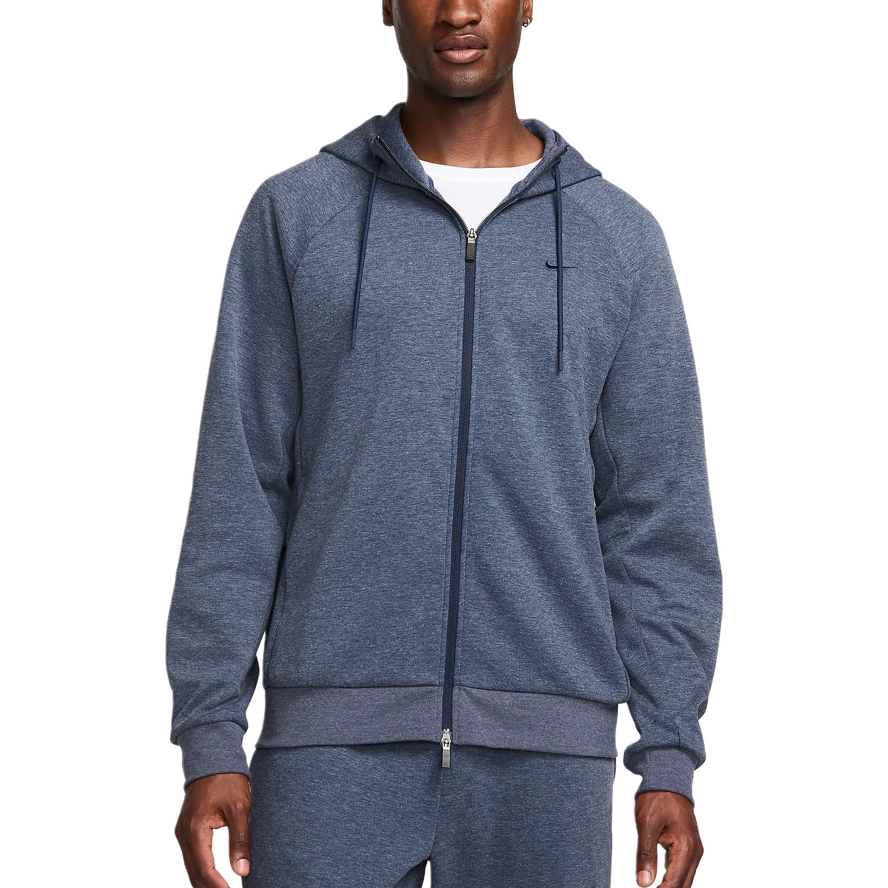 Флисовая мужская худи с молнией Nike Dri FIT UV Performance, Obsidian/Heather/Obsidian — фото 2