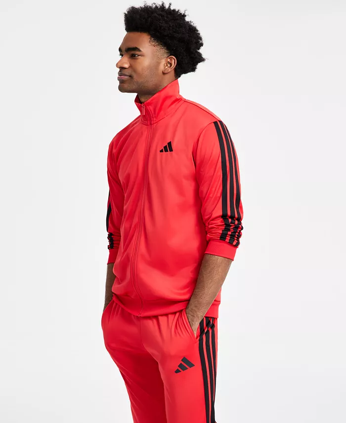 Мужской трикотажный топ с тремя полосками, стандартный размер adidas, красный — фото 3