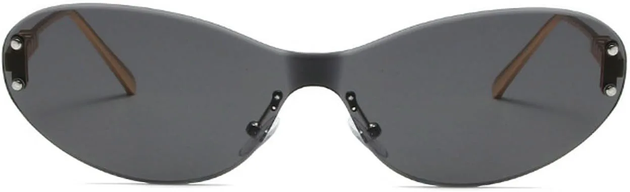 

Солнцезащитные очки Laureles Retro One Piece Oval Sunglasses для женщин и мужчин, без оправы, металлические, круглые, без рамок, с защитой от УФ-излучения UV400, C1