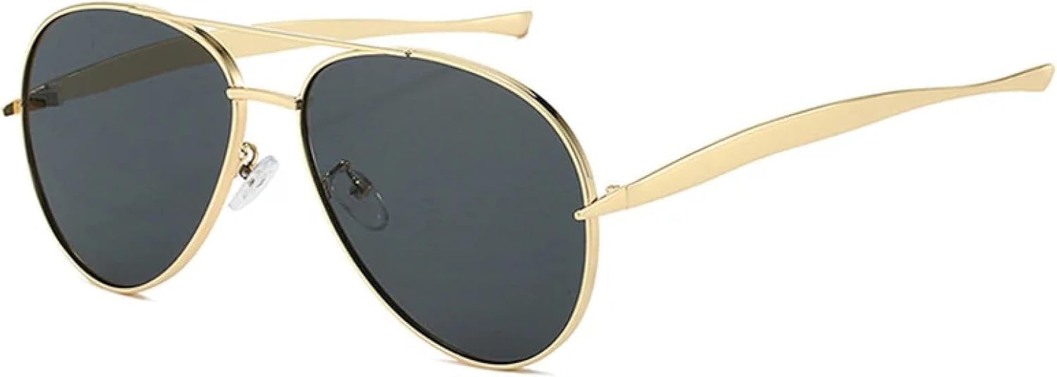 

Ретро металлические солнцезащитные очки с двойной перемычкой для женщин, модные панк-очки для мужчин, темно-зеленые солнцезащитные очки с защитой от УФ-излучения UV400 TKKTLLT, Golden Grey