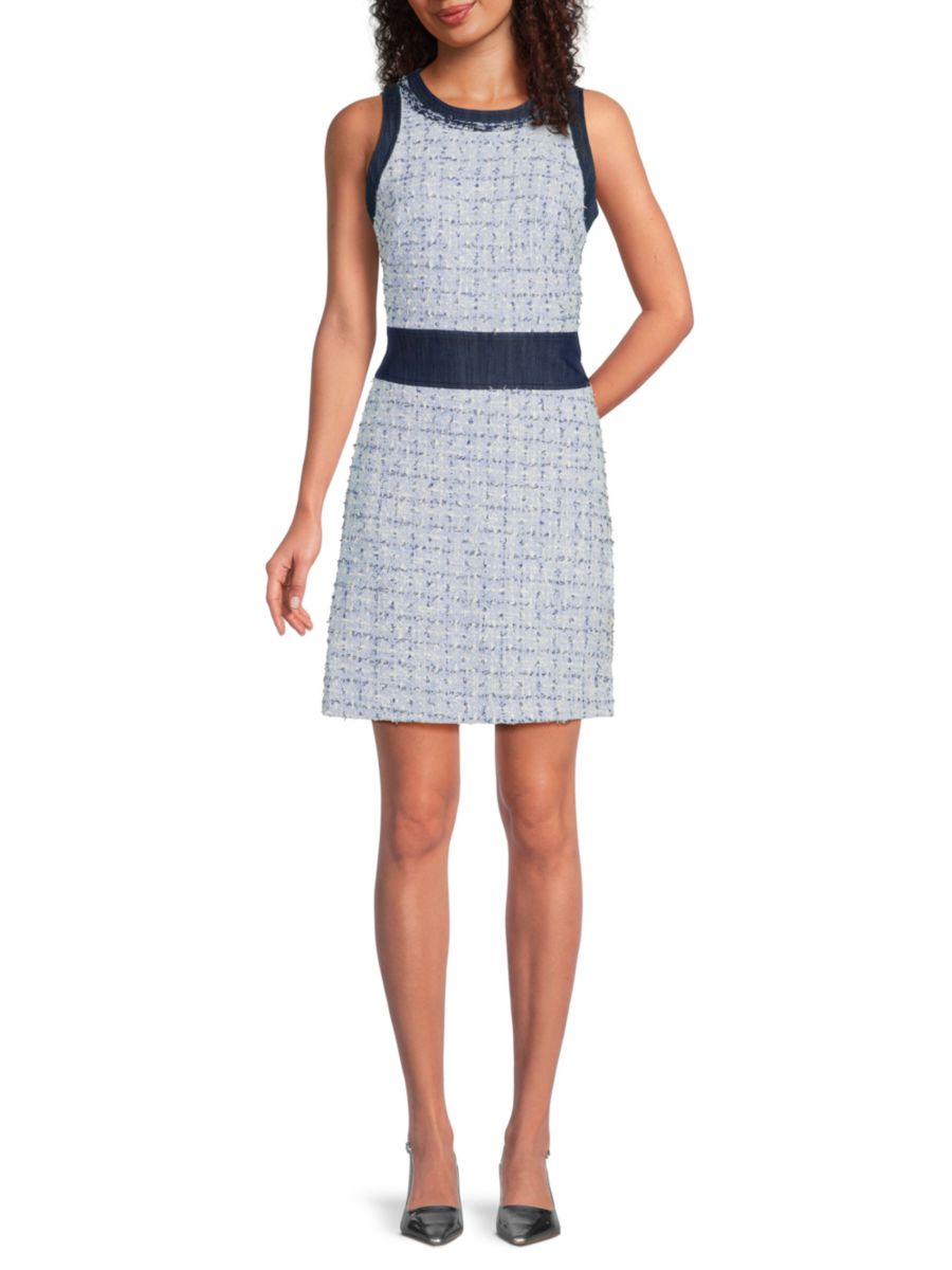 

Платье-футляр из твида с разноцветными блоками Karl Lagerfeld Paris, цвет Chambray Blue