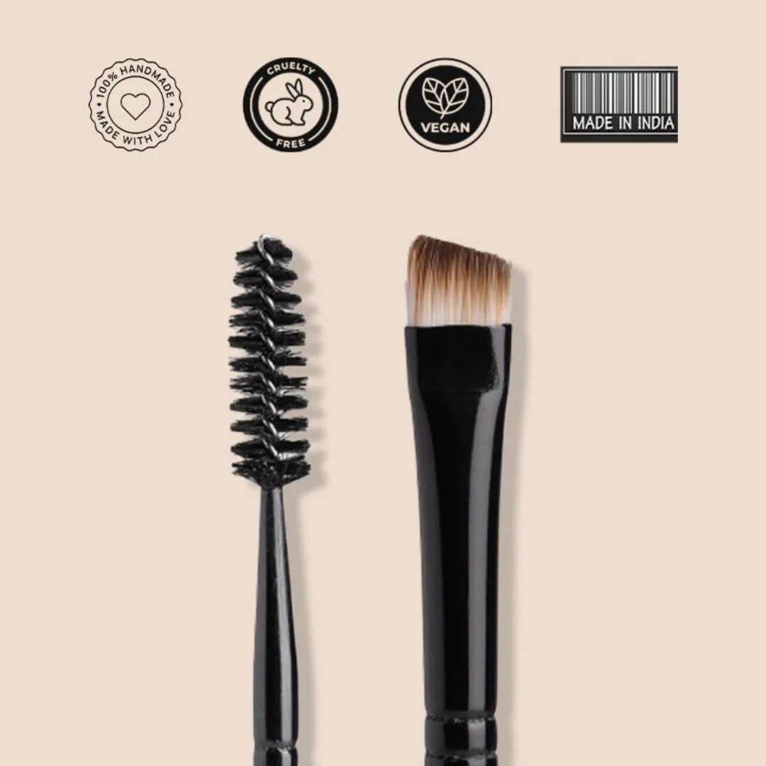 Двусторонняя кисть для бровей Cuffs N Lashes, тонкая угловая кисть и спули, синтетический ворс, 1 шт — фото 4