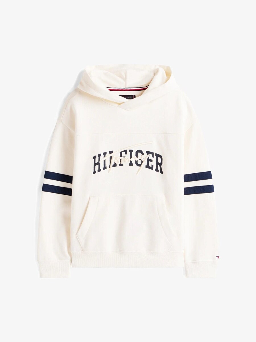 

Толстовка TOMMY HILFIGER - Felpa con Cappuccio Bambino in Cotone con Logo Grafico e Bande, от белого