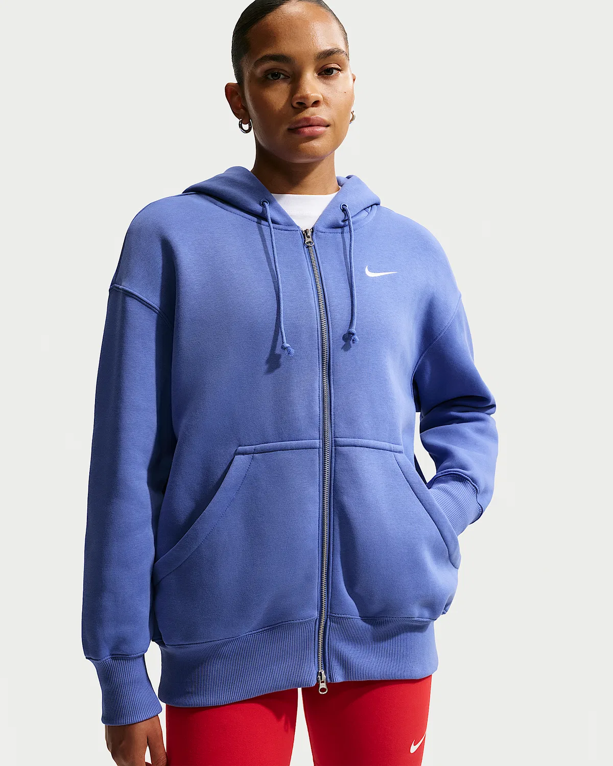 Женская оверсайз худи на молнии Nike Sportswear Phoenix Fleece, Light Medium Blue/Sail