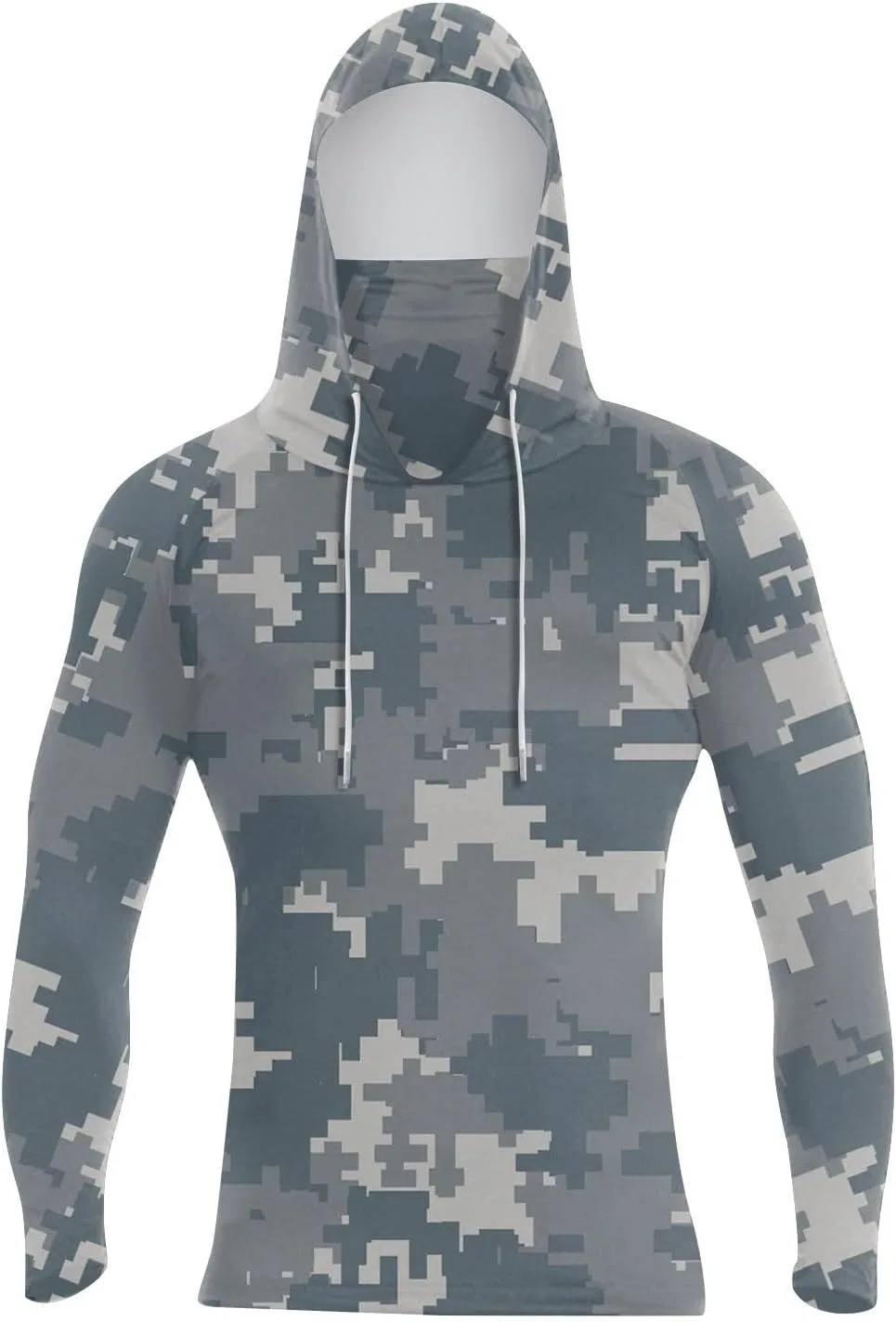 Рыболовная футболка с капюшоном, UPF 50+, Camo, T010- Gray — фото 3