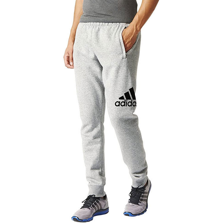 Трикотажные спортивные штаны мужские, средние, серые, меланжевые Adidas, серый — фото 3