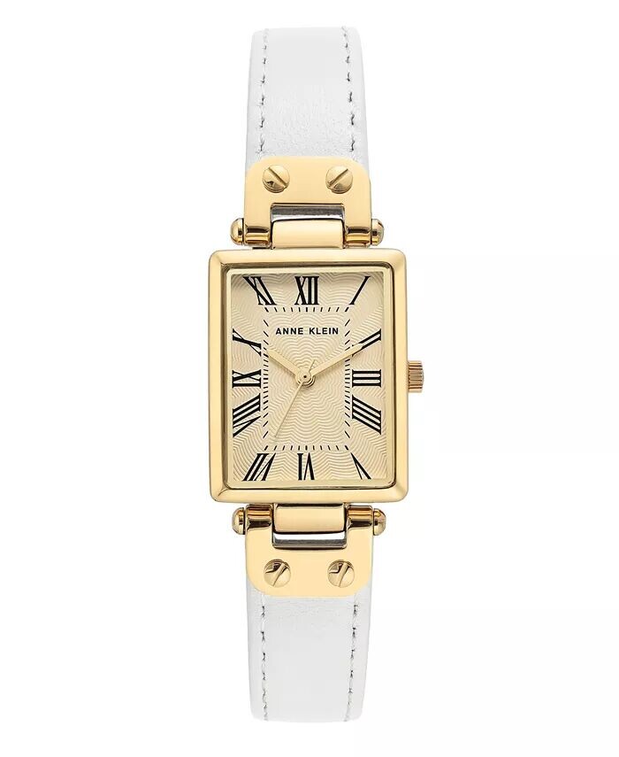 

Часы с золотисто-белым кожаным ремешком, 21,5 мм Anne Klein