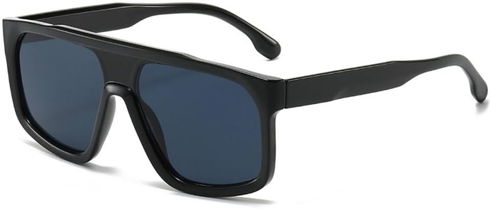 

Классические цельные солнцезащитные очки для мужчин, с плоской верхней частью, для женщин, в большой оправе, черные, с защитой от УФ-излучения UV400 generic, Black-black